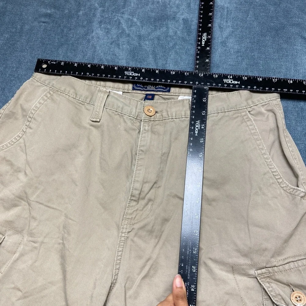 U.S. Polo Assn Cargo Shorts Mens 36 Khaki Cotton Flat Front Slash Pockets Hiking